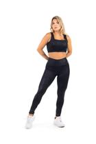 Conjunto Cirrê Calça Legging Top Fitness Feminino Academia Caminhada Corrida Pilates Yoga Modelador Levanta Bumbum