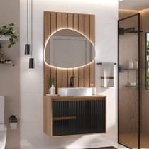Conjunto Clarice 80 Suspenso Painel Ripado e Espelho Orgânico LED - Fabribam Conjunto Clarice 80 Suspenso Painel Ripado e Espelho Orgânico LED - Fabribam