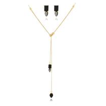 Conjunto Classic Black Fumê - Brinco e Colar