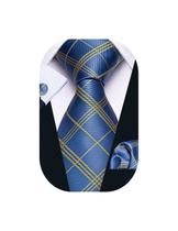 Conjunto clássico de listras de tecido Necktie Barry.Wang, azul, amarelo, 150 cm Conjunto clássico de listras de tecido Necktie Barry.Wang, azul, amarelo, 150 cm