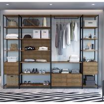 Conjunto Closet Modulado em Estilo Industrial com 4 Estantes 2,70m Clean Móvel na Caixa