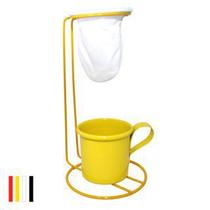 Conjunto Coador Café Mini amarelo + Filtro Pano + Caneca Esmaltada amarela - Linha Color