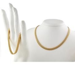 Conjunto Colar 60 Cm E Pulseira 19 Cm Lacraia 7.4 Ouro 18k