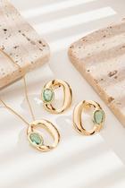 Conjunto Colar + Brinco Com Pedras Fusion Verde Conjunto Colar + Brinco Com Pedras Fusion Verde