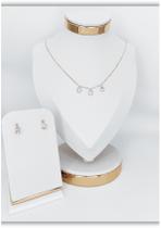 Conjunto Colar Brinco Feminino Madame Kell Luxo Semi Joia Alta Qualidade e Garantia