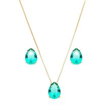 Conjunto Colar Brinco Gota Verde Conjunto Colar Brinco Gota Verde