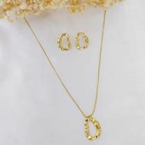 Conjunto Colar+Brinco Oval Organic