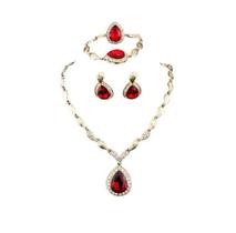 Conjunto Colar Brinco Pulseira Anel Vermelho Festa Madrinha Conjunto Colar Brinco Pulseira Anel Vermelho Festa Madrinha