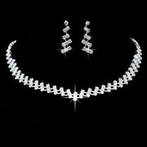 Conjunto Colar Brinco Strass Prata Festas, Noiva, Debutante, Casamento e 15 anos Conjunto Colar Brinco Strass Prata Festas, Noiva, Debutante, Casamento e 15 anos