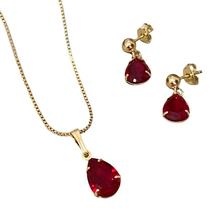 Conjunto Colar Brincos Gota Folheado A Ouro