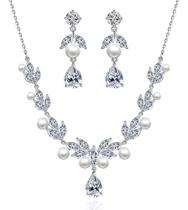 Conjunto Colar Chocker Riviera Brinco Zircônia Pérola Noiva