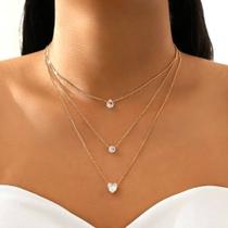 Conjunto Colar cor prata com pedras Conjunto Colar cor prata com pedras