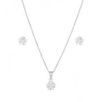 Conjunto Colar Corrente Brinco Ponto De Luz Estrela De Prata 925 Conjunto Colar Corrente Brinco Ponto De Luz Estrela De Prata 925