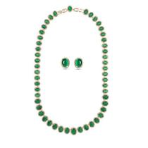 Conjunto colar degradê cat eye esmeralda banhado a ouro Conjunto colar degradê cat eye esmeralda banhado a ouro