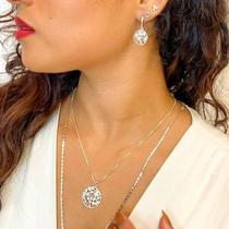 Conjunto Colar e Argolas Árvore da Vida cravejado banhado a Prata Conjunto Colar e Argolas Árvore da Vida cravejado banhado a Prata