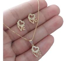 Conjunto Colar e Brinco Banhado em Ouro 18k