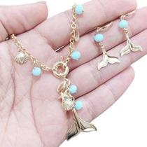 Conjunto Colar e Brinco Banhado Ouro 18k Fundo do Mar