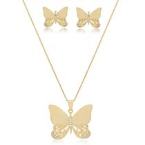 Conjunto Colar E Brinco Borboleta Presente Feminino Banho18k