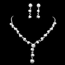 Conjunto Colar E Brinco Brilhante c/ Strass Noivas Festa Casamento Luxo