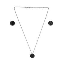 Conjunto Colar e Brinco Circular Preto com Zircônias Folheado a Ródio Negro