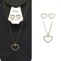 Conjunto Colar e Brinco Coração Cravejado Zircônia AAA -r.11 Conjunto Colar e Brinco Coração Cravejado Zircônia AAA -r.11