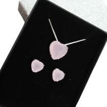 Conjunto Colar e Brinco Coração Prata 1,6cm