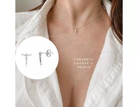 Conjunto Colar e Brinco Cristo Redentor