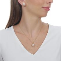 Conjunto Colar e Brinco de Pérolas Feminino Banho Ouro 18k Conjunto Colar e Brinco de Pérolas Feminino Banho Ouro 18k