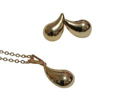 Conjunto Colar e Brinco Dourado Gota