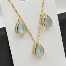Conjunto Colar e Brinco Gota Banhado em Ouro 18k