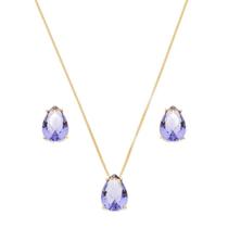Conjunto Colar e Brinco Gota Lilás Conjunto Colar e Brinco Gota Lilás