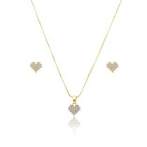 Conjunto Colar e Brinco Kit Banho Ouro 18k Coração Delicado