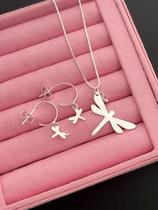 Conjunto colar e brinco libélula - Banhado a prata Conjunto colar e brinco libélula - Banhado a prata