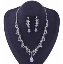 Conjunto Colar E Brinco Noiva Madrinha Strass Zirconia