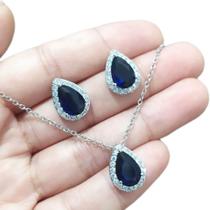 Conjunto Colar e Brinco Noiva Pedra Zirconia Gota Conjunto Colar e Brinco Noiva Pedra Zirconia Gota