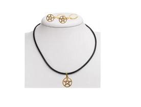 Conjunto Colar E Brinco Pentagrama Prateado Pequeno Delicado Conjunto Colar E Brinco Pentagrama Prateado Pequeno Delicado