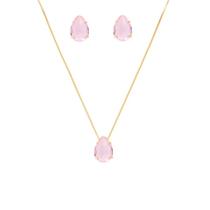 Conjunto Colar e Brinco Ponto de Luz Gota