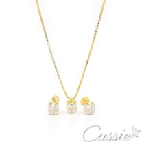 Conjunto Colar e Brinco Quadrado Mini Zircônia Conjunto Colar e Brinco Quadrado Mini Zircônia
