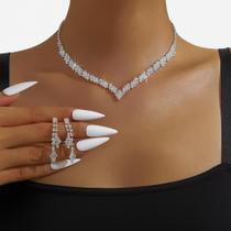 Conjunto Colar e Brinco Strass Noivas Madrinhas Festa Casamento Conjunto Colar e Brinco Strass Noivas Madrinhas Festa Casamento