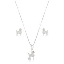 Conjunto Colar e Brincos Cachorro Prata 925