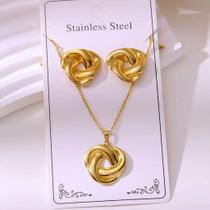 Conjunto Colar e Brincos Coração Aço Inoxidável Feminino Banhado Ouro 18K Alta Qualidade tipo:geometrica - MS CHOICES Conjunto Colar e Brincos Coração Aço Inoxidável Feminino Banhado Ouro 18K Alta Qualidade tipo:geometrica - MS CHOICES
