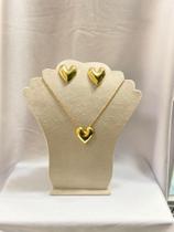 Conjunto colar e brincos coração