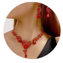 Conjunto Colar e Brincos Joias Elegantes Brillho Gota Luxo Conjunto Colar e Brincos Joias Elegantes Brillho Gota Luxo