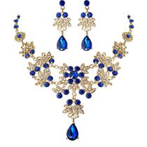 Conjunto Colar e Brincos Joias Elegantes Luxo Gota Cristal Conjunto Colar e Brincos Joias Elegantes Luxo Gota Cristal