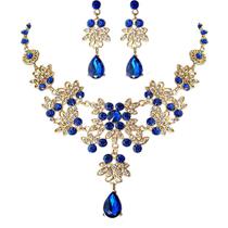 Conjunto Colar e Brincos Joias Elegantes Luxo Gota Cristal -