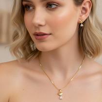 Conjunto Colar e Brincos mini corações banhado a ouro 18k Conjunto Colar e Brincos mini corações banhado a ouro 18k