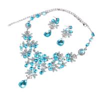 Conjunto Colar e Brincos Strass Brilho Azul Luxo Conjunto Colar e Brincos Strass Brilho Azul Luxo