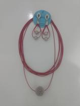 Conjunto colar e brincos vermelho