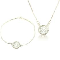 Conjunto Colar E Pulseira Árvore Da Vida Prata Legítima 925