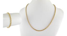 Conjunto Colar E Pulseira Bailarina 60 Cm 3.7 Ouro 18k 750